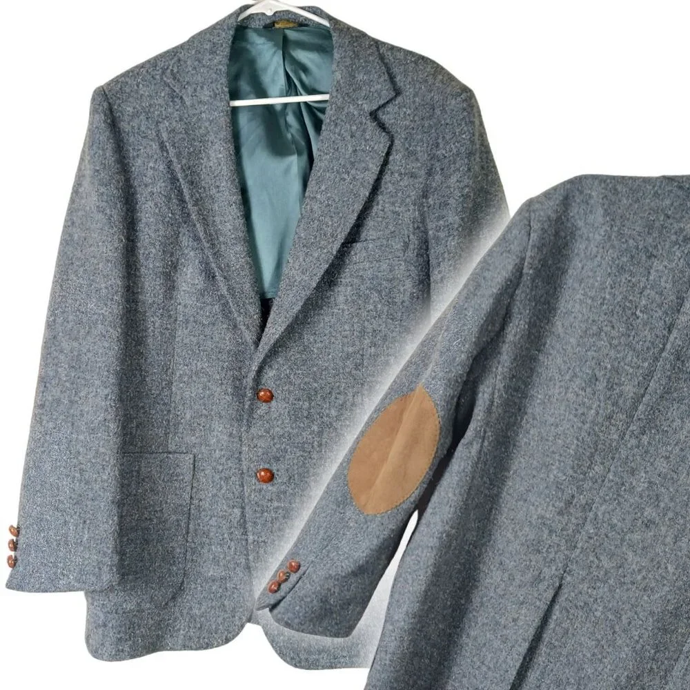 Vintage Winston Clothes for Quisenberry's Wool Blazer Sports Coat Blue Gray 42R